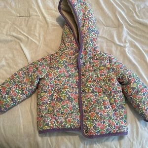 Baby Boden little girls winter coat w/ flower pattern. EUC! 9-12 months